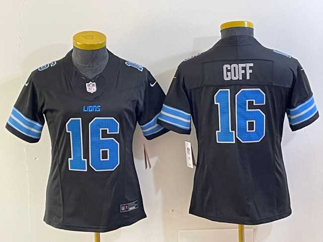 Women%27s Detroit Lions #16 Jared Goff Black 2024 F.U.S.E. 2nd Alternate Vapor Limited Stitched Jersey